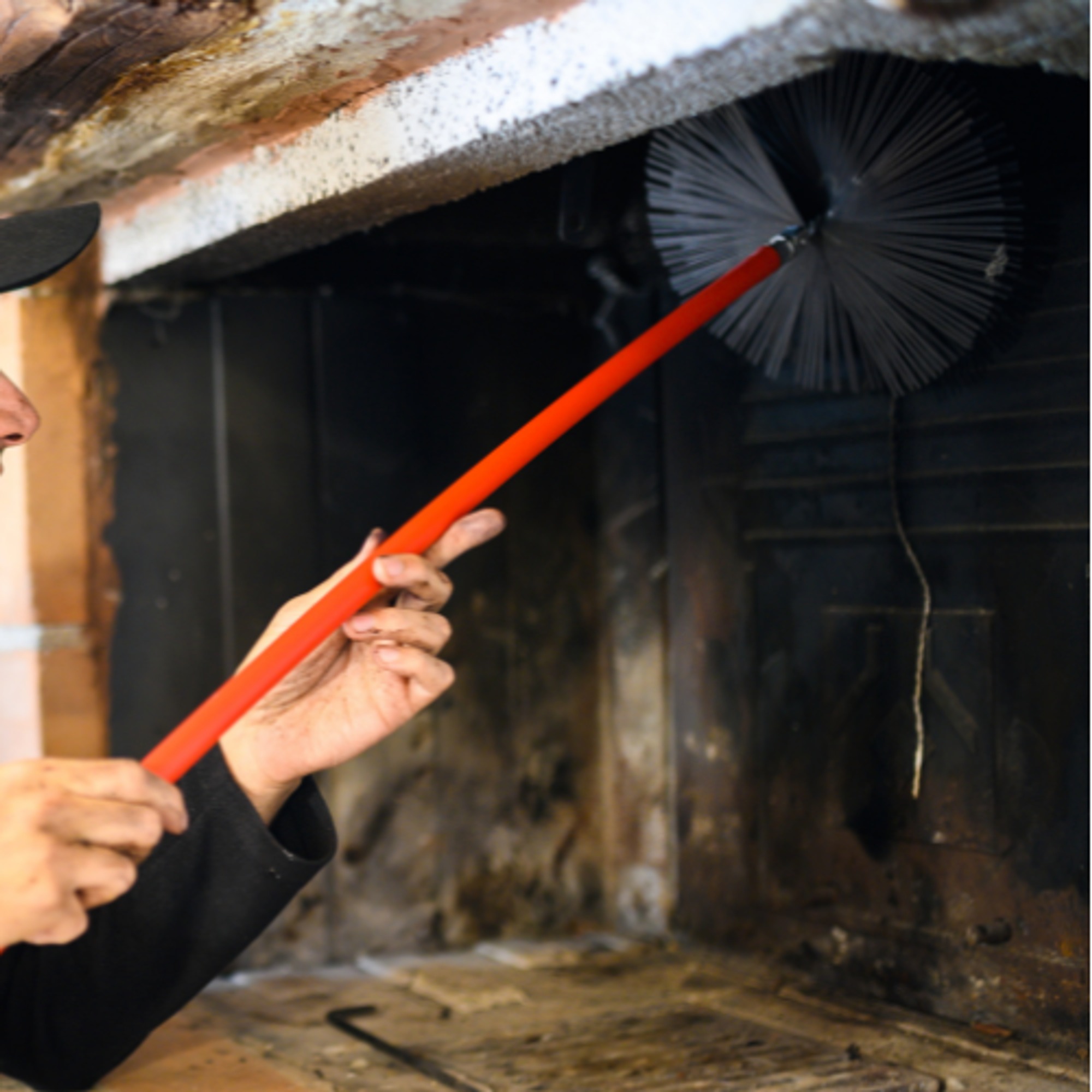 Chimney Sweep Service on Wood Burning Fireplace.