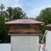 Copper Chimney Cap Intall McLean VA - Sixpenny Chimney Sweeps New Hip Roof Lid Copper Chimney Cap McLean VA by Sixpenny Chimney Sweeps